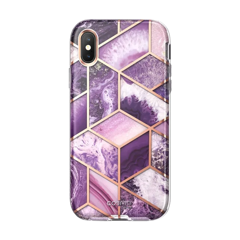 iPhone XS Max Cosmo Case-Marble Purple Urban Style Soft Build Texture