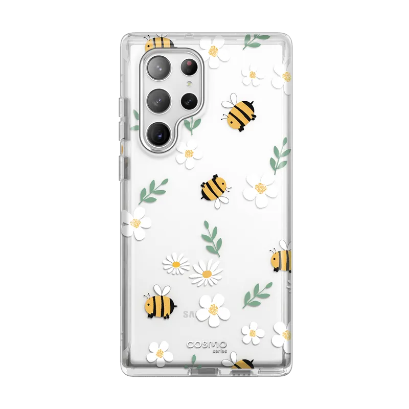 Anti Slip Galaxy S23 Ultra Cosmo Case-Flowers/Bees