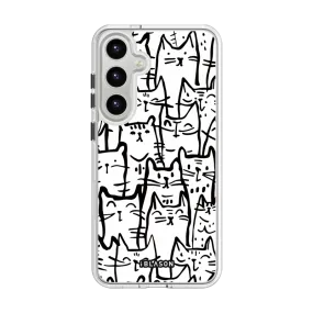 Marble Texture Galaxy S23 Plus Halo MagSafe Cute Phone Case - White Cat