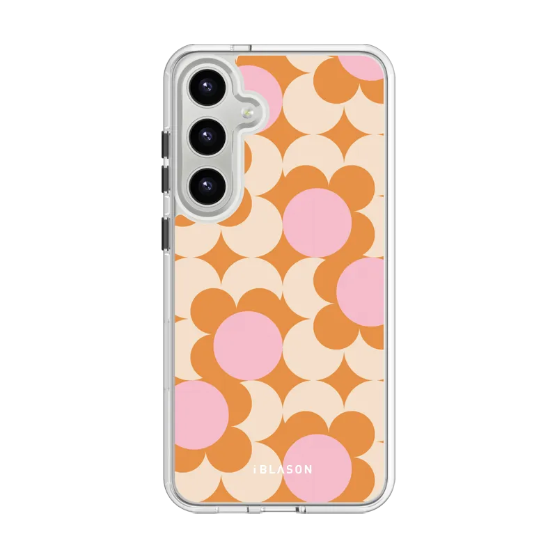 Raised Bezels Soft Layer Galaxy S23 Plus Halo MagSafe Cute Phone Case - Orange Retro Geometric