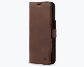 Elegant Appearance Elegant Shield Apple iPhone 15 Pro Max - Vintage Leather Wallet Phone Case (Side Clasp)