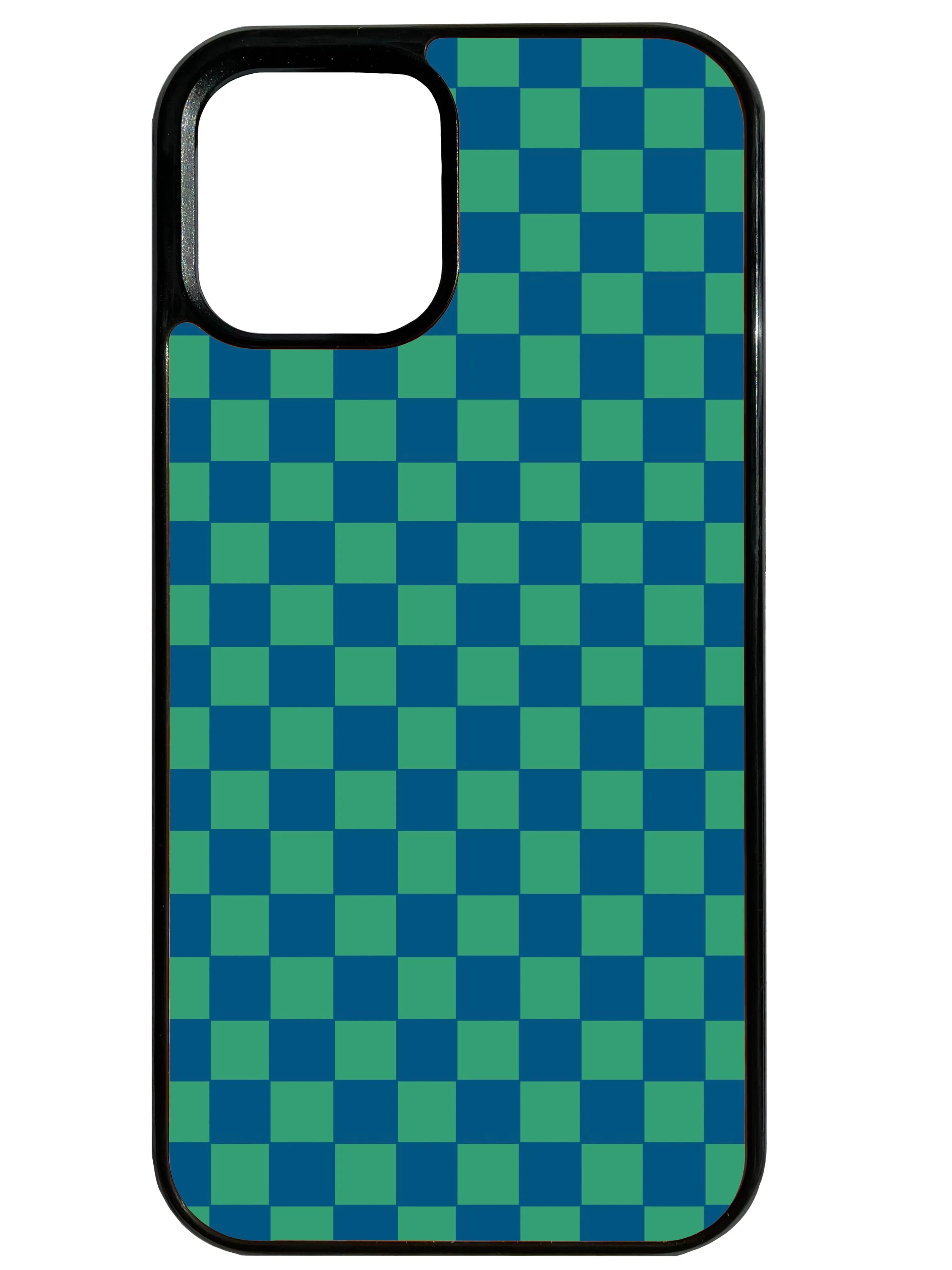 Chequer in Blue and Green Phone Case Matte Texture Design Refined Look
