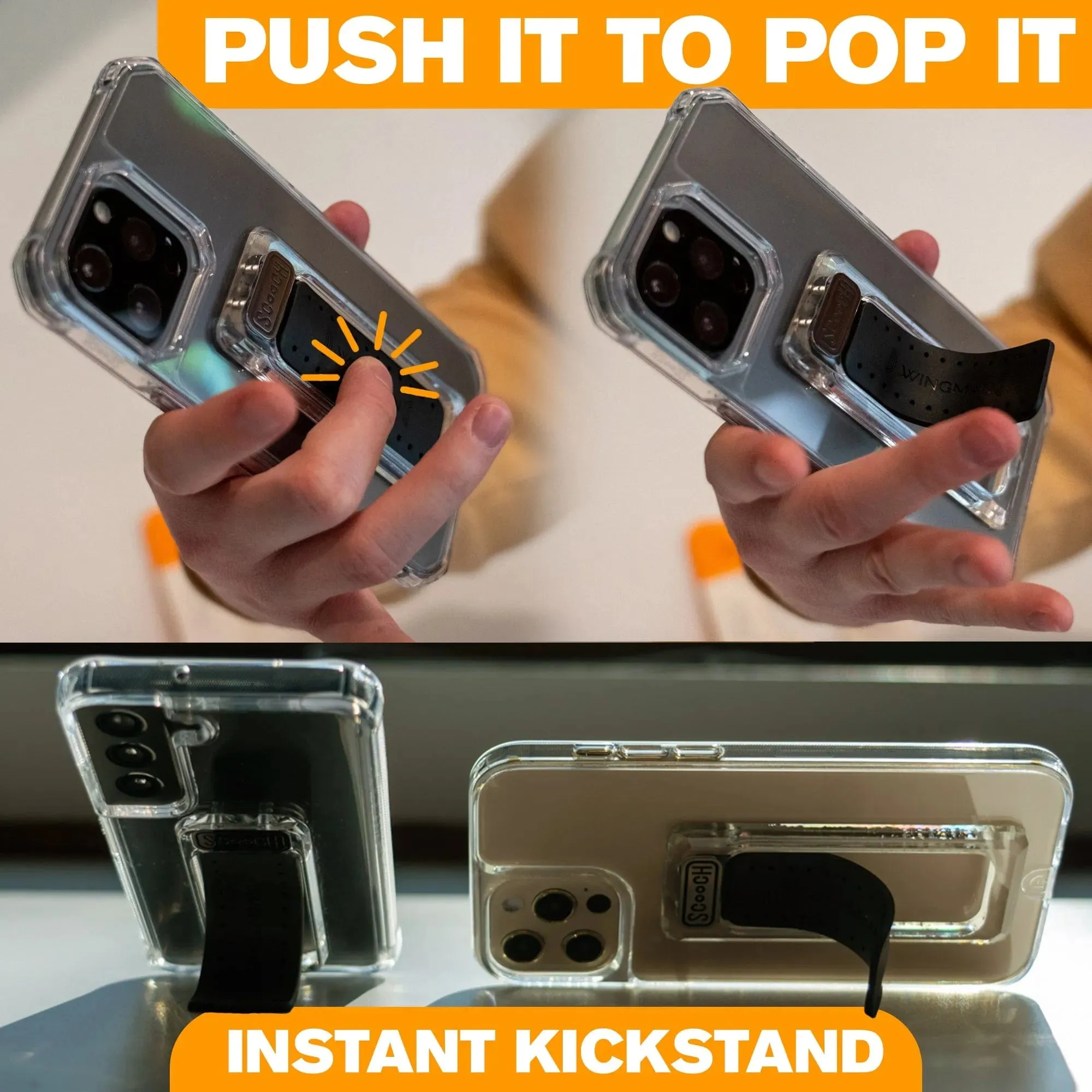 Cherry Profile Wingback - Pop Out Kickstand and Grip for Any Phone Case Lighting Presets Setup