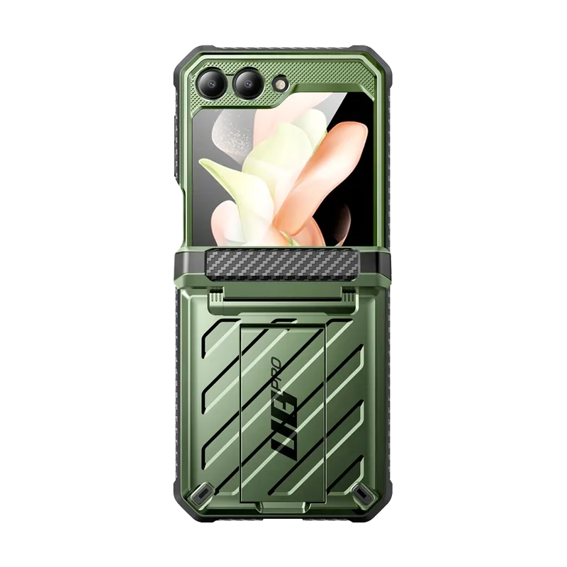 Galaxy Z Flip5 Unicorn Beetle PRO Rugged Case with Belt Clip-Dark Green Hybrid Grip Finish