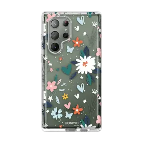 Soft Material Impact Cushion Galaxy S23 Ultra Cosmo Case -Flowers/Hearts