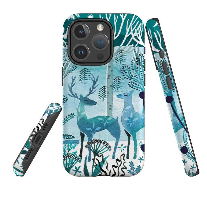 iPhone MagSafe Tough Case - Frosted Branches By Emma Frances Grant Hybrid Texture Layer Anti Slip