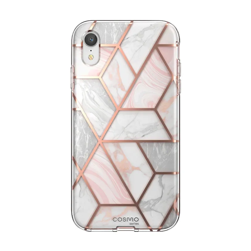 iPhone XR Cosmo Case-Marble Pink Polished Finish Protective Material