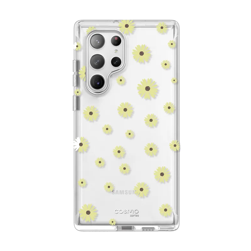 Galaxy S23 Ultra Cosmo Case -Yellow Daisy Stylish Grip Texture Comfort Texture Finish