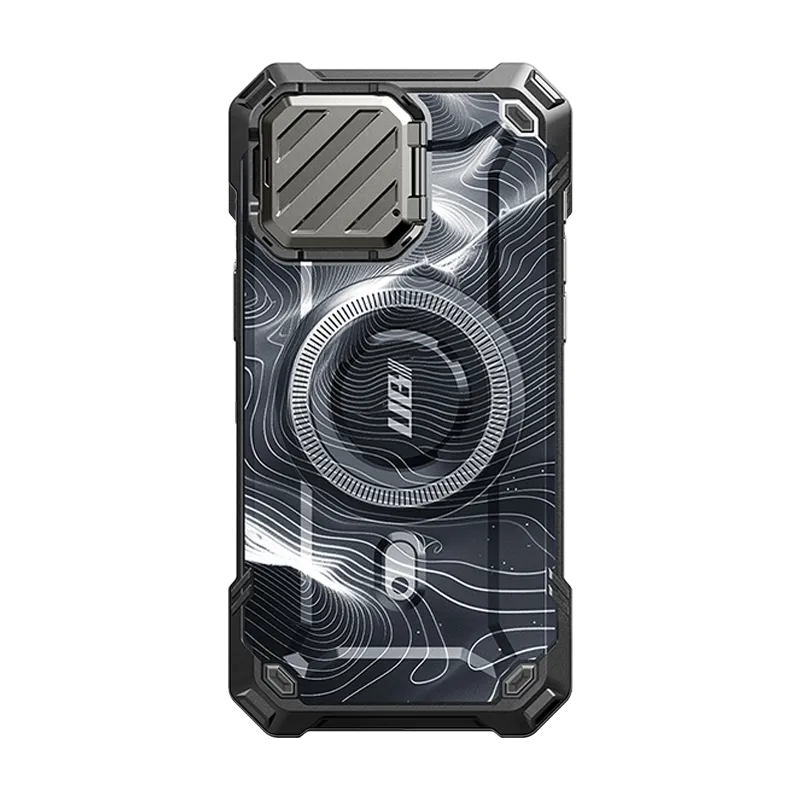 Protective Texture Layer Soft Edge Detail iPhone 15 Pro Max 6.7 inch Unicorn Beetle MAG XT MagSafe Case- Black Ripple