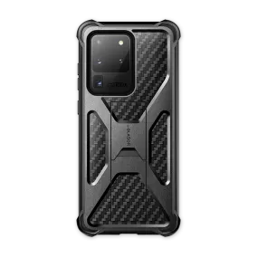 Galaxy S20 Ultra Transformer Rugged Bumper Case - Black Glossy Pattern