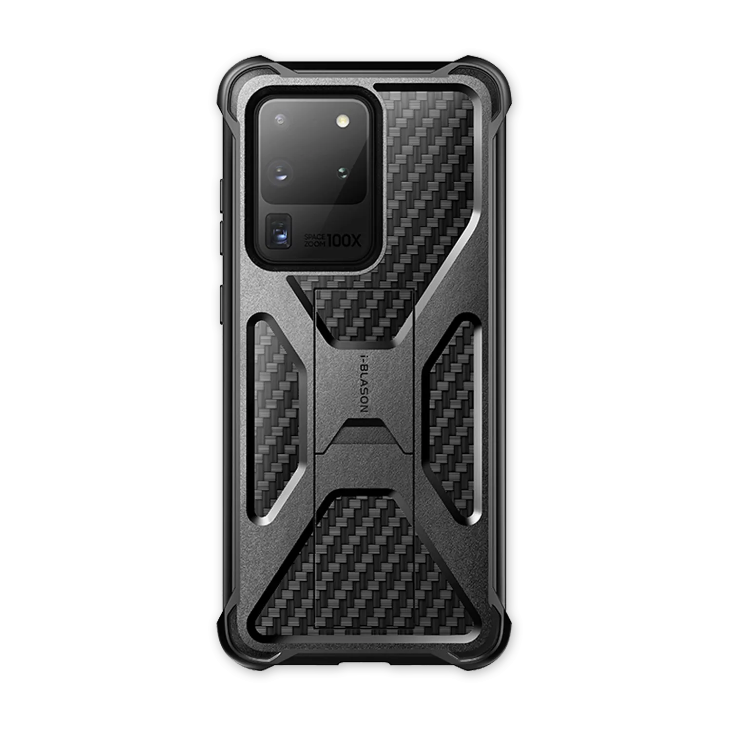 Galaxy S20 Ultra Transformer Rugged Bumper Case - Black Glossy Pattern