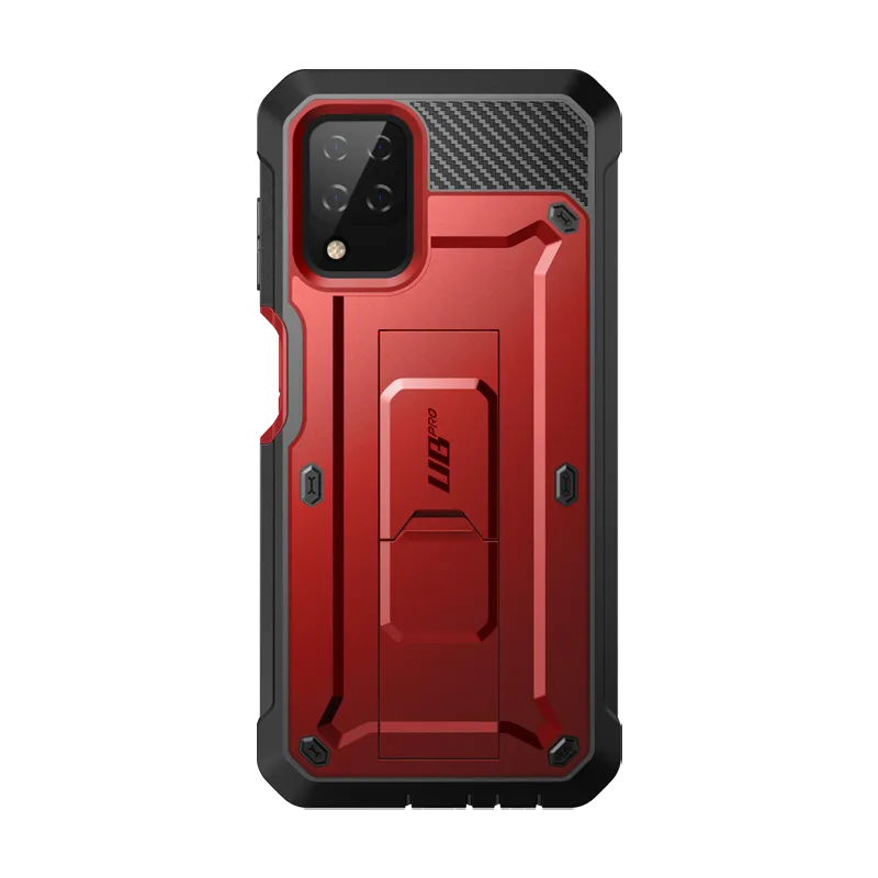Trendy Design Polished Finish Galaxy A12 Unicorn Beetle Pro Rugged Holster Case-Metallic Red