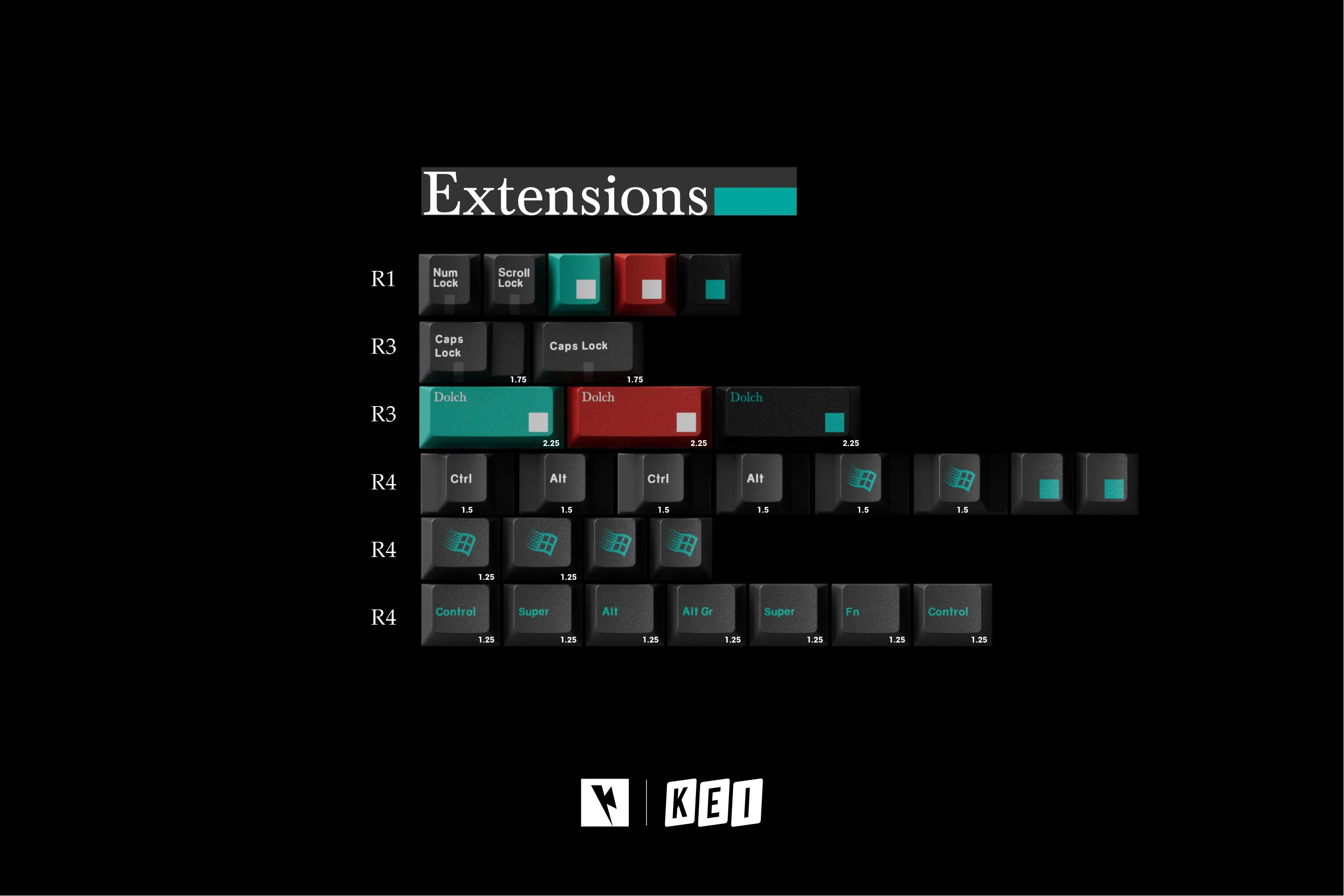 KEYKOBO DOLCH ABS TRIPLE-SHOT KEYCAP SET INSTOCK Fast Actuation Setup Kit