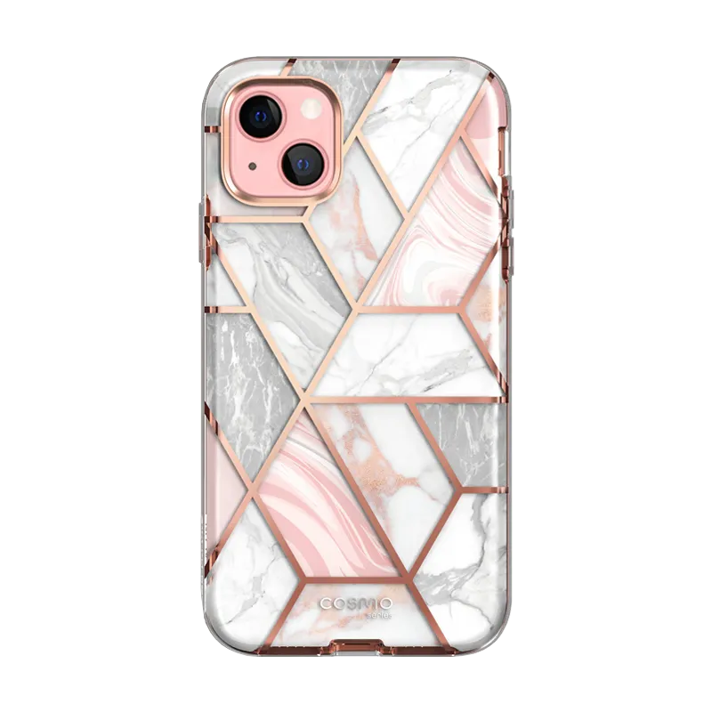 iPhone 13 Mini Cosmo Case-Marble Pink Durable Edge Finish Protective Frame
