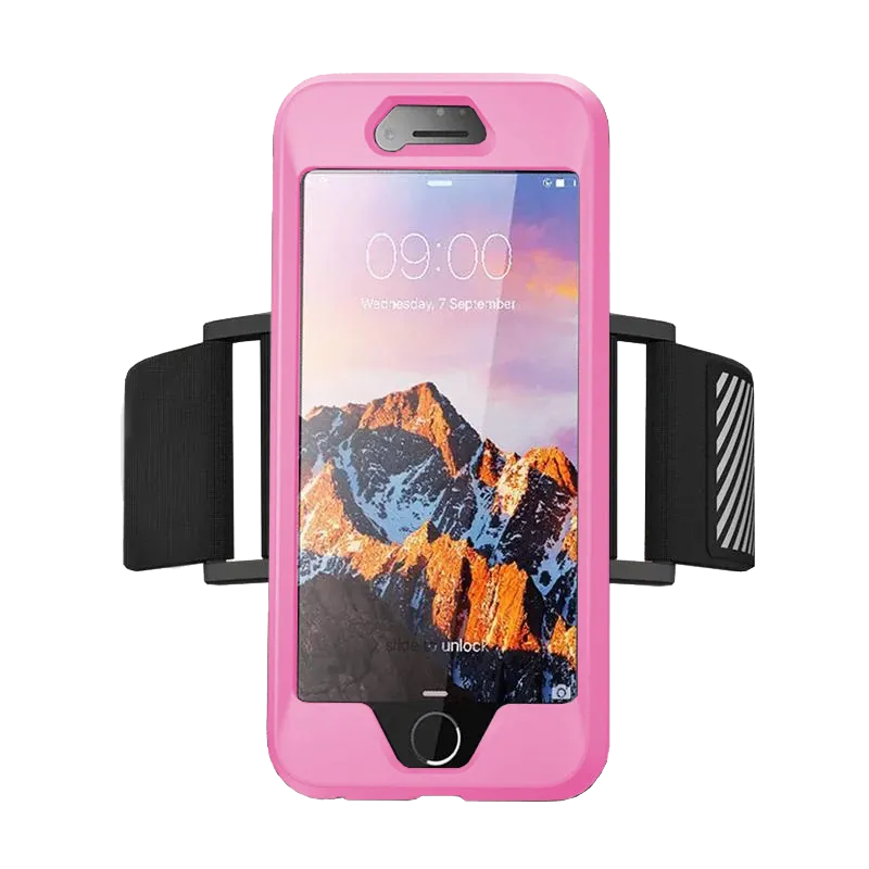 Scratch Block Durable Layer iPhone 8 Athletic Armband-Pink