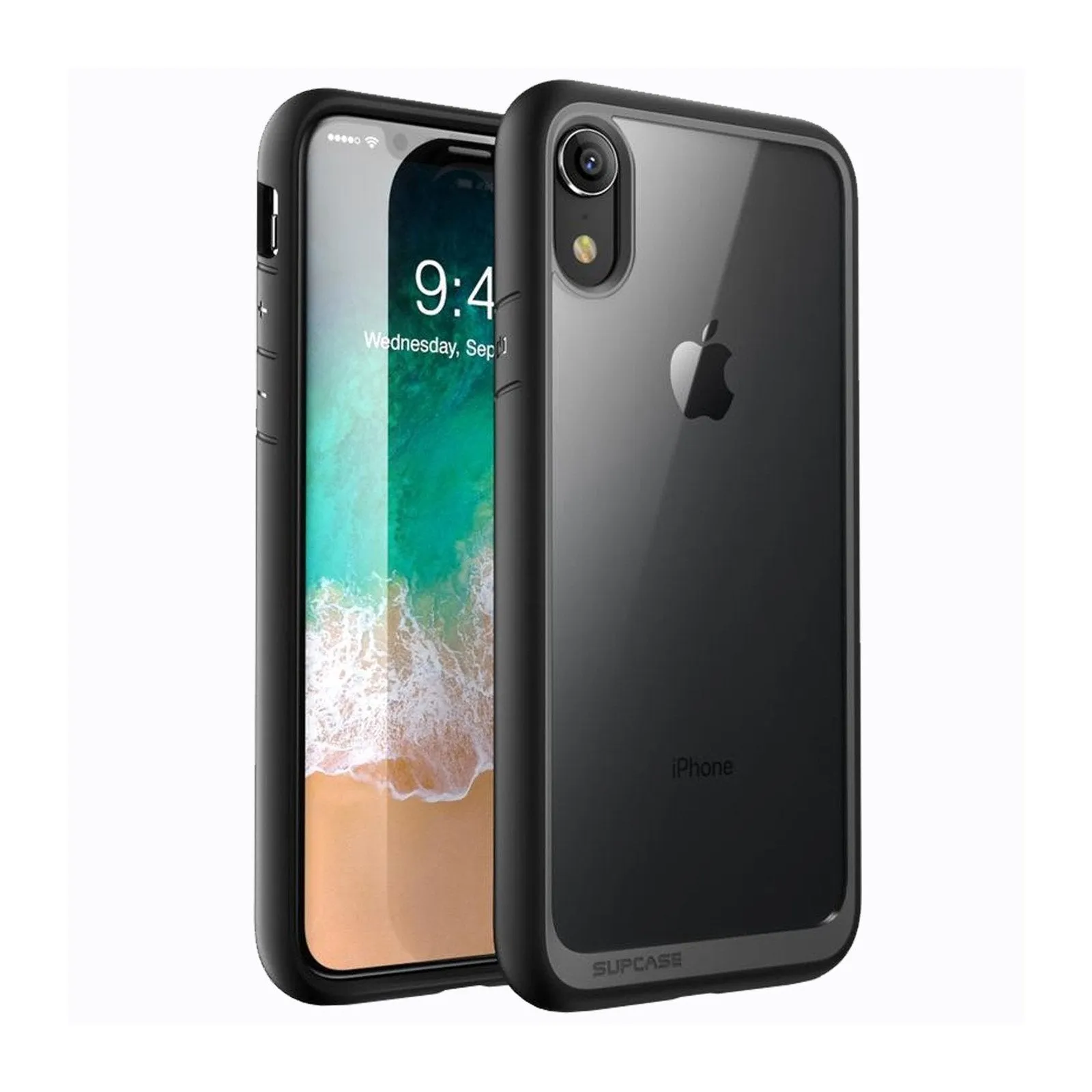 Compact Grip Ergonomic Shape iPhone XR Unicorn Beetle Style Slim Clear Case-Black
