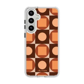metal frame Galaxy S23 Halo MagSafe Cute Phone Case - Brown Retro Geometric