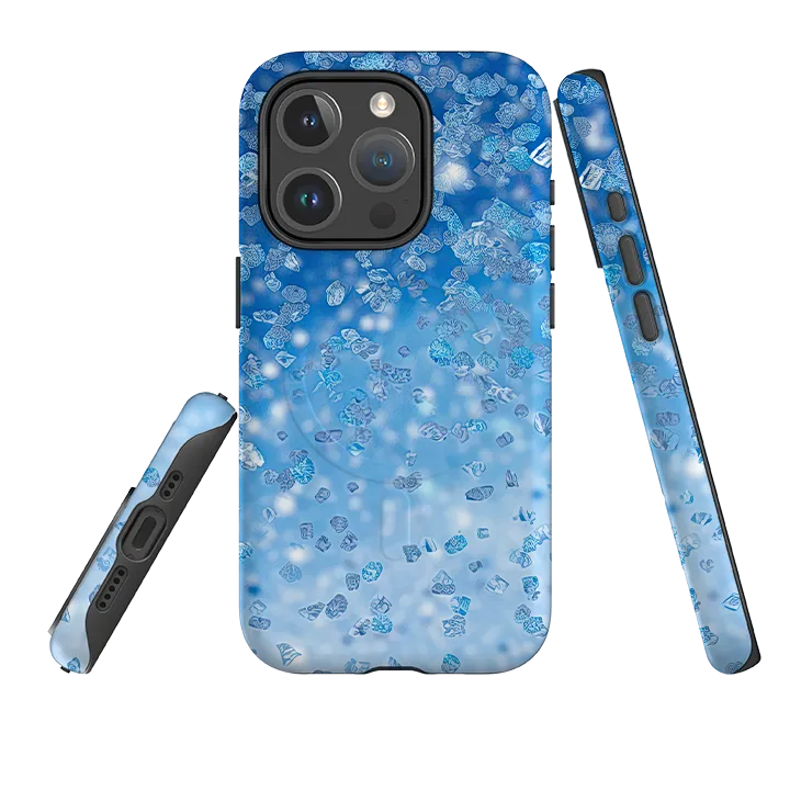 Tight Fit Anti glare iPhone MagSafe Tough Case - Blue Glitter (case does not glitter)