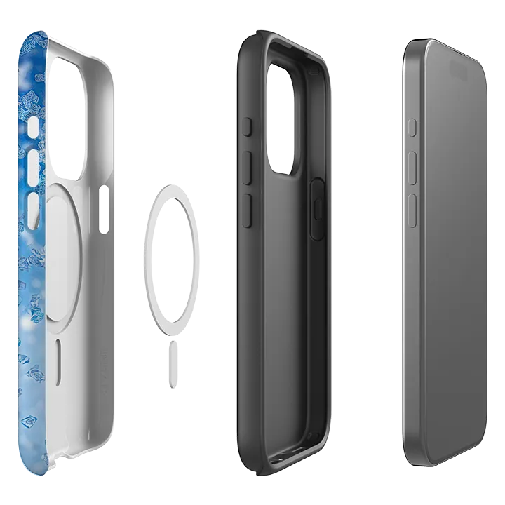 iPhone MagSafe Tough Case - Blue Glitter (case does not glitter) Stylish Touch Minimal Frame