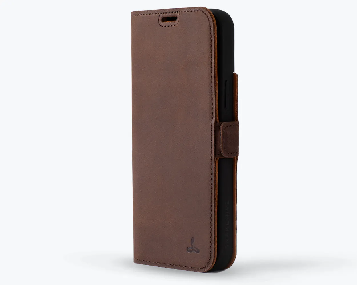 Grip Control Apple iPhone 15 Plus - Vintage Leather Wallet Phone Case (Side Clasp)