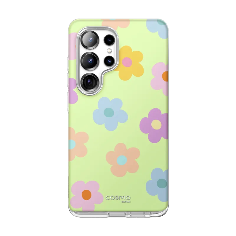 Galaxy S25 Ultra Cosmo Cute Case -Pastel Flowers Protective Covering