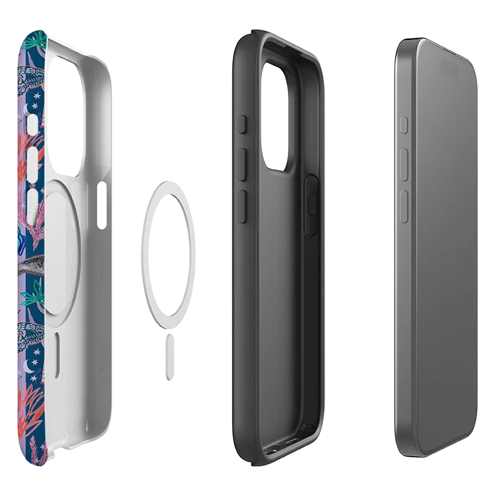 Premium Texture Layer Comfort Style iPhone MagSafe Tough Case - Coastal Calling Stripe I By Emma Frances Grant