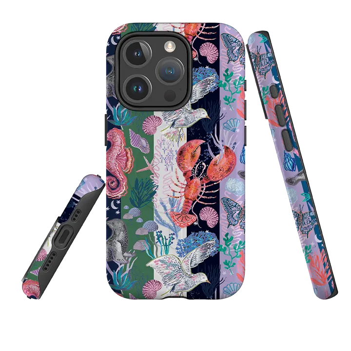 Durable Grip iPhone MagSafe Tough Case - Coastal Calling Stripe I By Emma Frances Grant