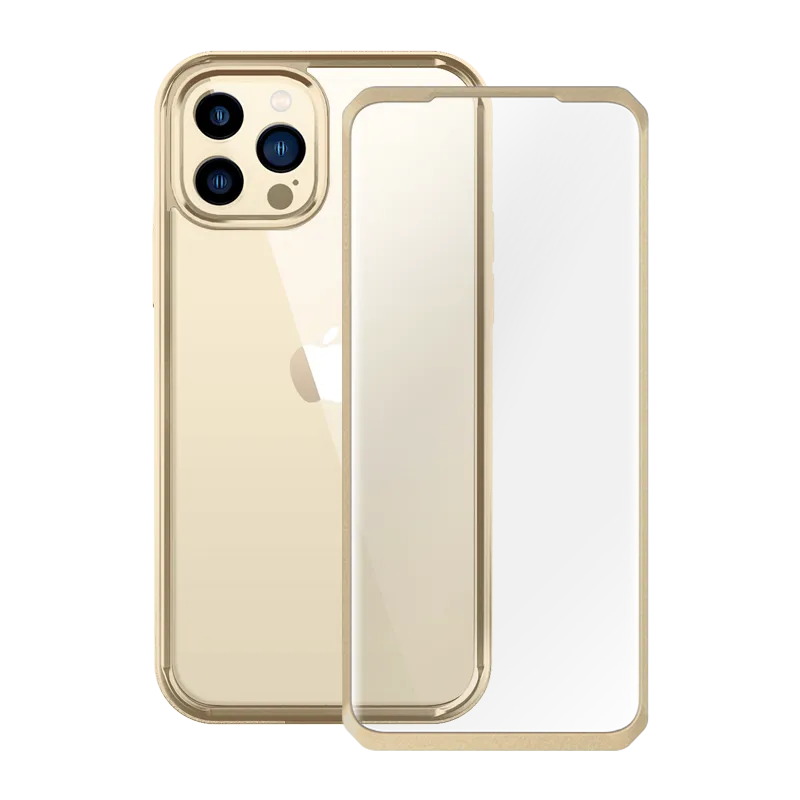 Luxury Look iPhone 13 Pro Max 6.7 inch Unicorn Beetle Edge with Screen Protector Clear Case-Gold