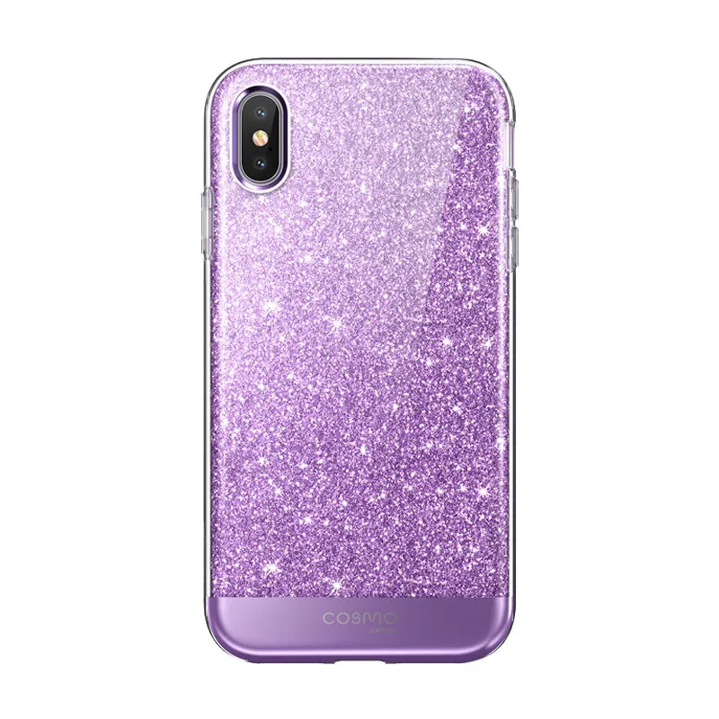 iPhone XS Max Cosmo Case-Glitter Purple Stylish Form Modern Build