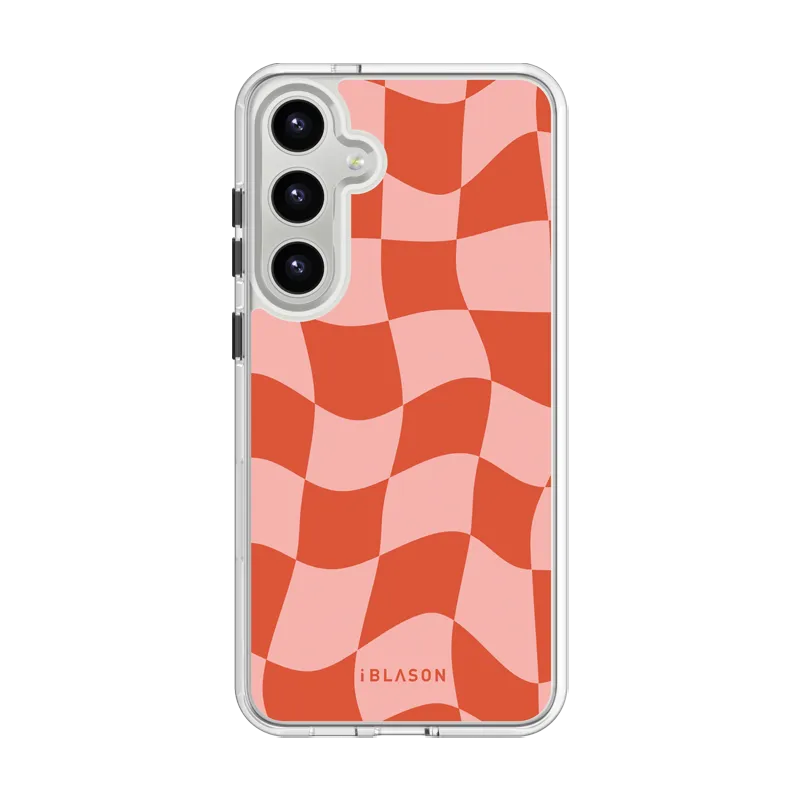 Galaxy S23 Halo MagSafe Cute Phone Case - Pink Retro Checkers Compact Frame