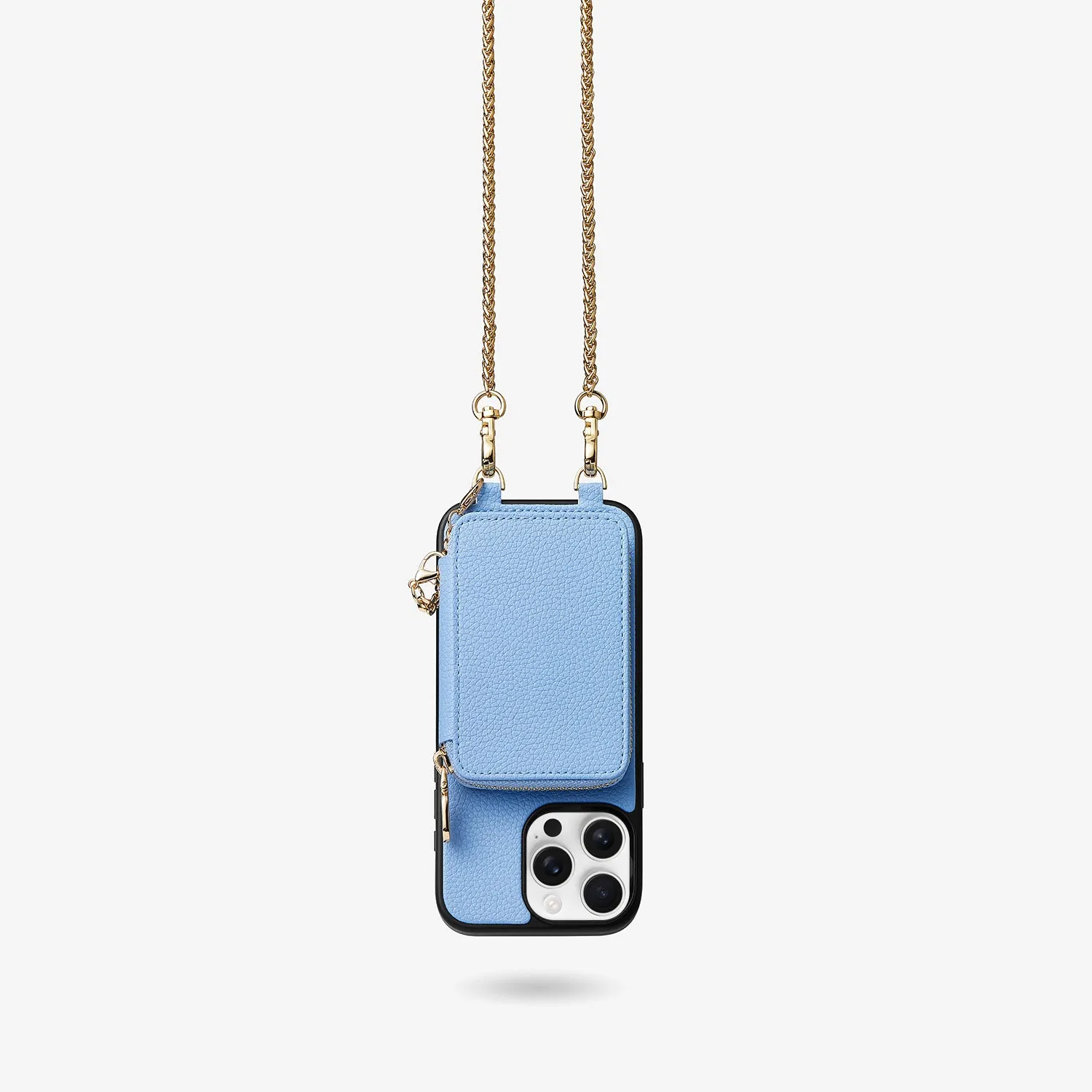 Universal Fit Protective Layer Slim Metal Chain- Removable Magnetic Phone Purse Case with Shoulder Strap