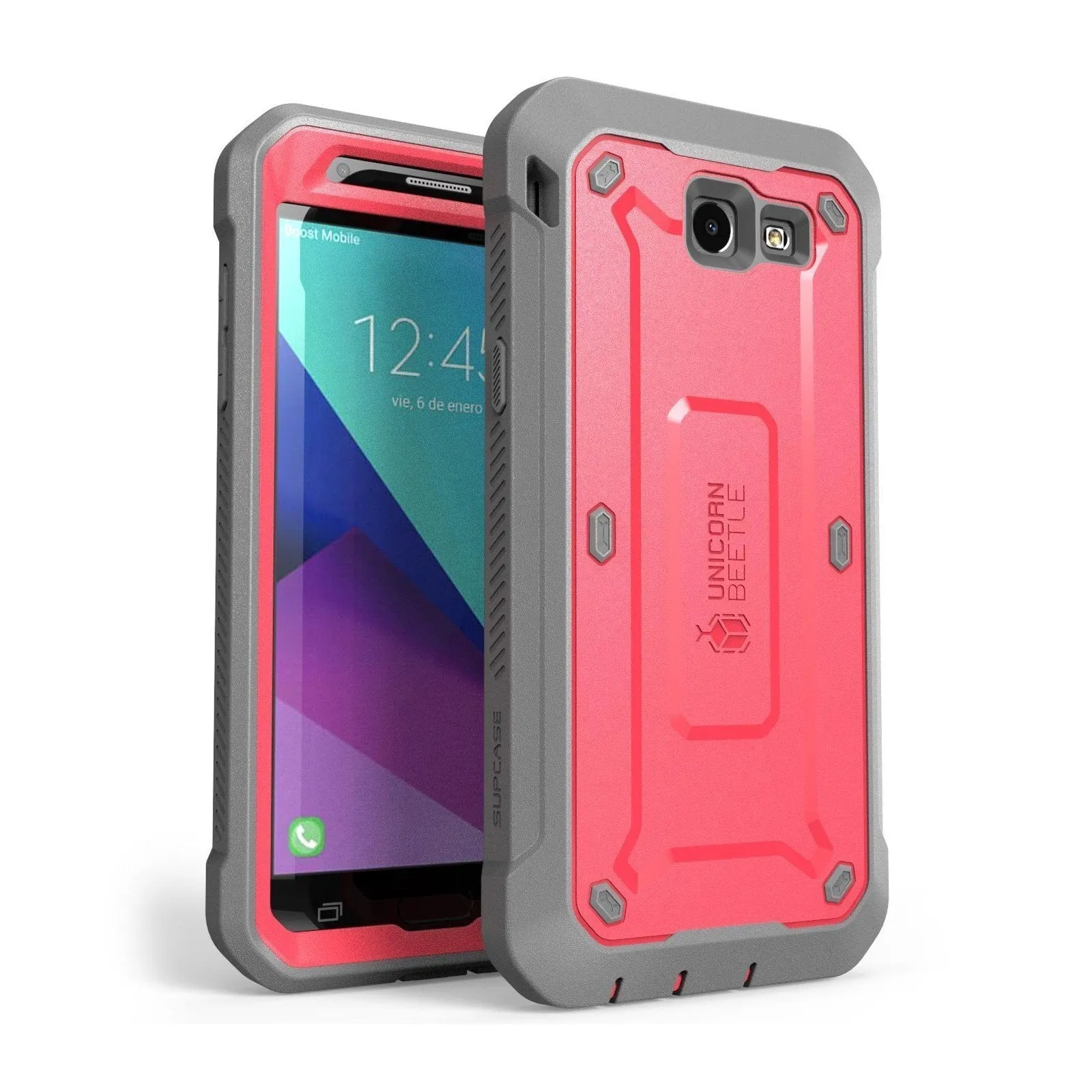 Galaxy J3 Emerge Unicorn Beetle Pro Full Body Rugged Holster Case-Pink Comfort Material Matte Build