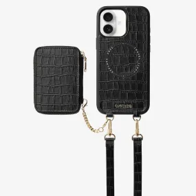 Urban Fashion Crocodile Craft Set- Detachable Wireless Charging Crossbody Wallet Phone Case Set