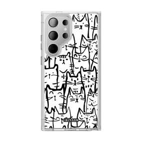 Galaxy S24 Ultra Halo MagSafe Cute Phone Case - White Cat Compact Frame Subtle Texture