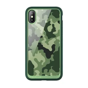 iPhone X / XS Unicorn Beetle Style Slim Clear Case-Green Camouflage Clear Back