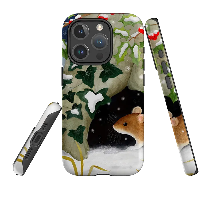 Soft Look Texture iPhone MagSafe Tough Case - Winter Mouse By Bex Parkin