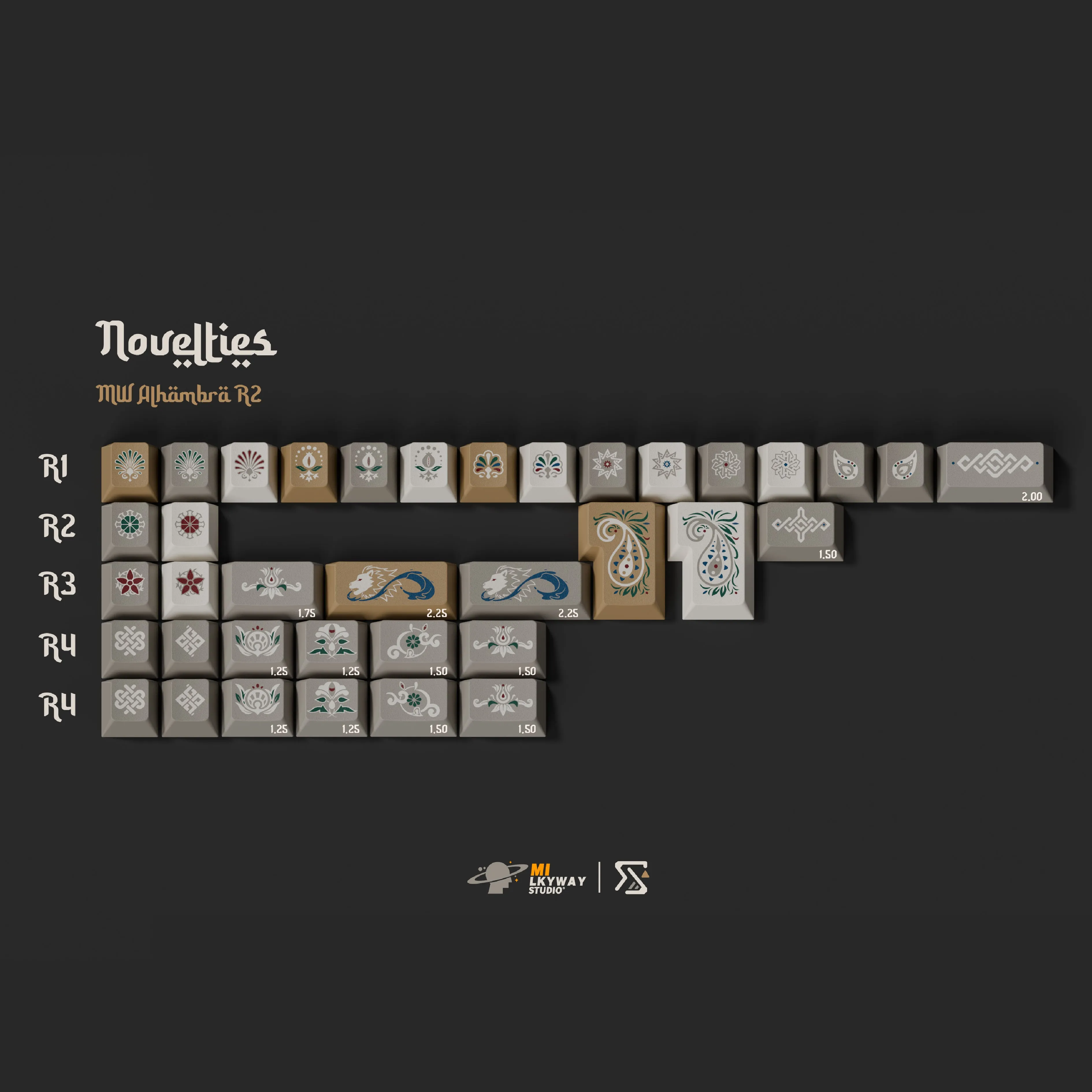 MW ALHAMBRA PBT DOUBLE-SHOT KEYCAP SET R2 Custom Key Layout 60% Compact Keyboard
