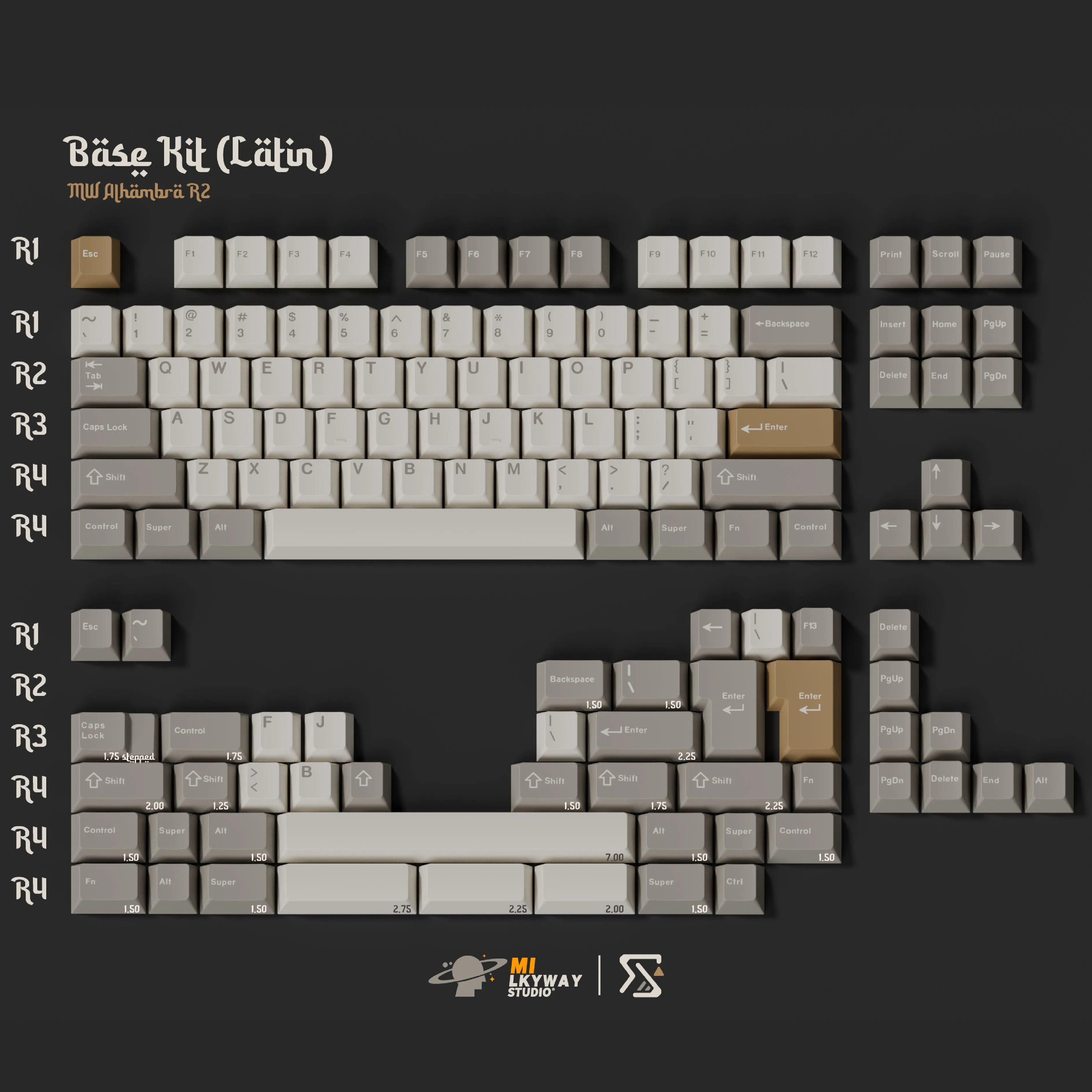 MW ALHAMBRA PBT DOUBLE-SHOT KEYCAP SET R2 Mechanical Key Customization Per-Key Lighting Kit