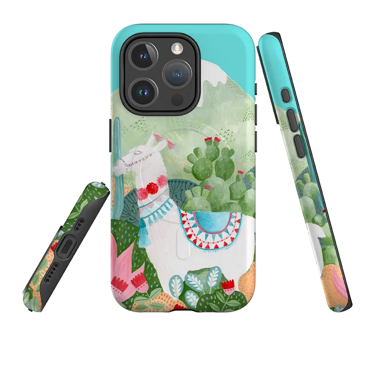 iPhone MagSafe Tough Case - Llama By Bex Parkin Polished Surface