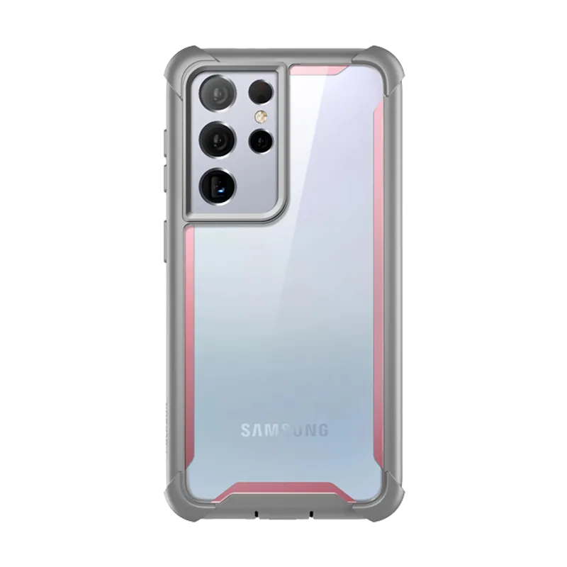 Galaxy S21 Ultra Ares Clear Rugged Case - Pink Soft Touch