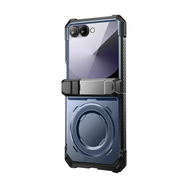 Transparent Shell Compact Design Galaxy Z Flip7 UB Grip Magsafe Phone Case-Metallic Blue