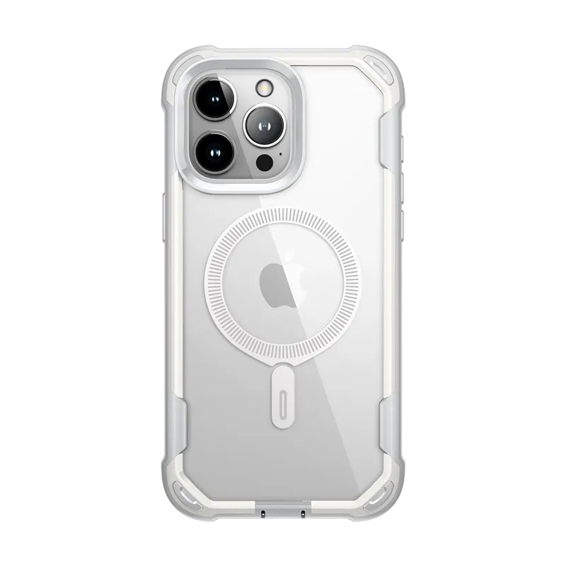 iPhone 15 Pro Ares Mag Case - White Protective Build Texture Soft Detail