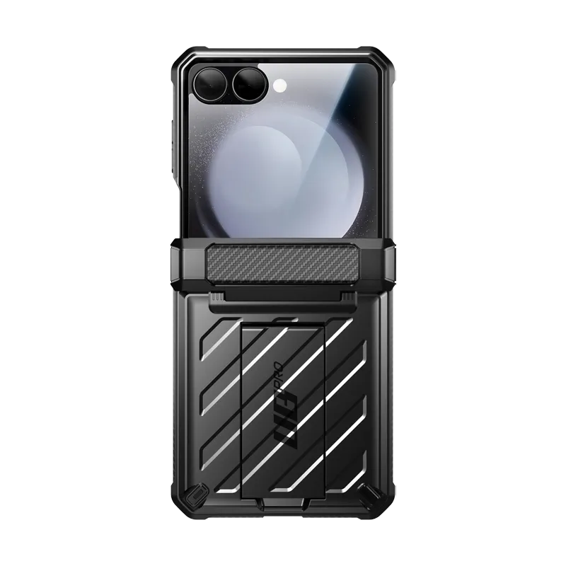 Drop Shield Smooth Surface Layer Galaxy Z Flip7 Unicorn Beetle PRO Rugged Case with Belt Clip-Black