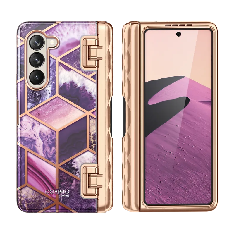 Sleek Texture Smooth Pattern Design Galaxy Z Fold5 Cosmo Pro - Marble Purple
