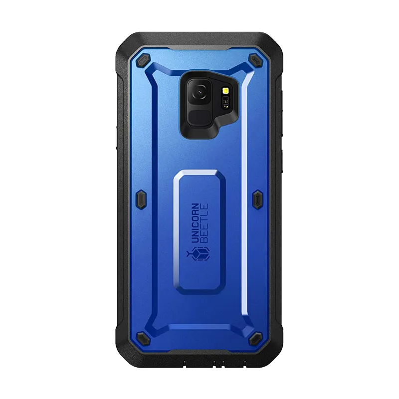soft look Matte Finish Galaxy S9 Unicorn Beetle Pro Full Body Rugged Holster Case-Dark Blue