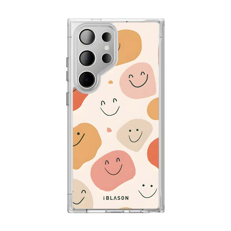 Galaxy S24 Ultra Halo MagSafe Cute Phone Case - Happy Minimal Pattern Magnetic Mount
