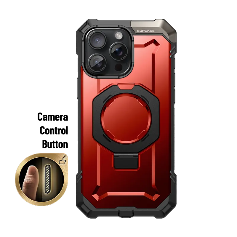 Smooth Look Texture Smooth Edge Design iPhone 16 Pro 6.3 inch UB Grip MagSafe Camera Control Button Phone Case-Metallic Red