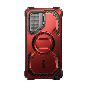 Galaxy S24 Ultra Armorbox Protective Phone Case - Metallic Red Light Frame Clear Design