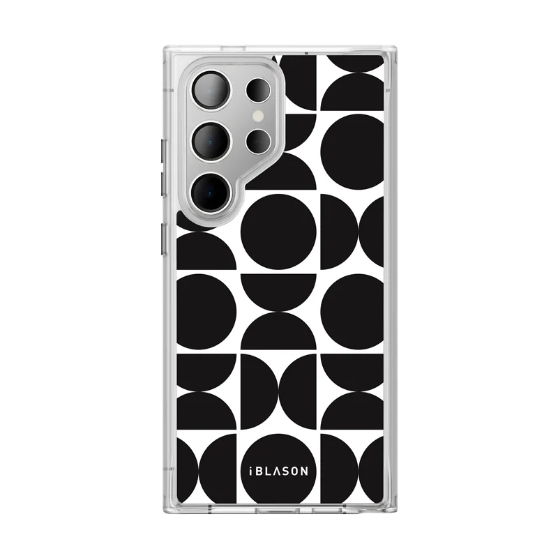 Galaxy S24 Ultra Halo MagSafe Cute Phone Case - Black Retro Geometric Premium Look