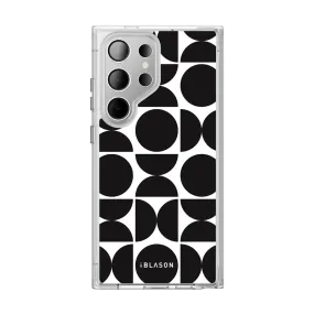 Galaxy S24 Ultra Halo MagSafe Cute Phone Case - Black Retro Geometric Premium Look